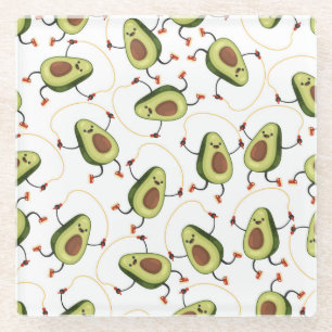 Dessous-de-verre En Verre Avocado Fitness : Motif Vintage mignon