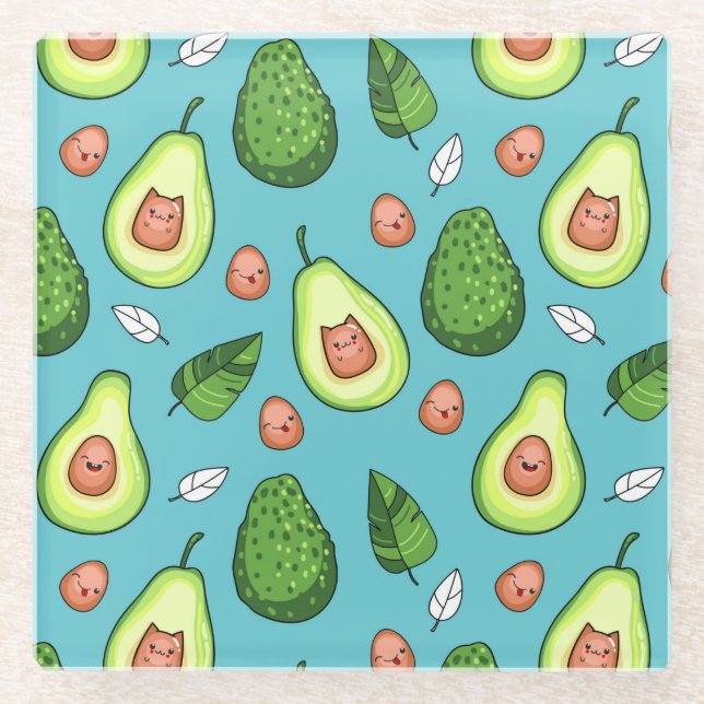 Dessous-de-verre En Verre Avocado Pattern Glass Coaster (Devant)