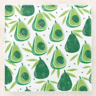 Dessous-de-verre En Verre Avocado, timbre texturé, motif transparent.