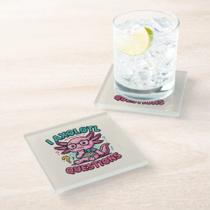 Dessous-de-verre En Verre Axolotl nerd mignon Je Axolotl Questions Points d'