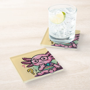 Dessous-de-verre En Verre Axolotl nerd mignon Je Axolotl Questions Points d'