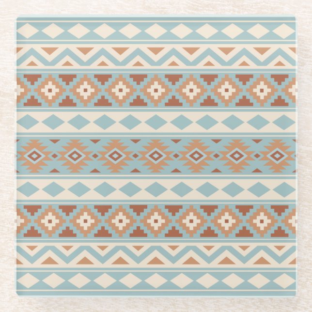 Dessous-de-verre En Verre Aztec Essence Ptn IIIb Blue Cream Terracottas (Devant)