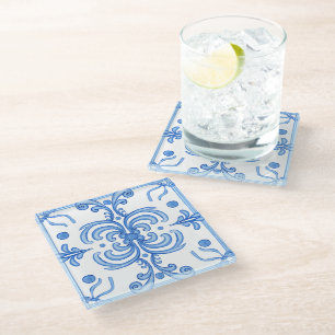 Dessous-de-verre En Verre Azulejo Portugais Méditerranéen Traditionnel
