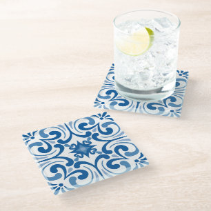 Dessous-de-verre En Verre Azulejo portugais méditerranéen traditionnel