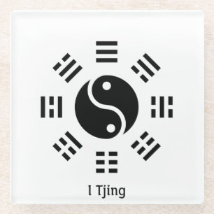 Dessous-de-verre En Verre Ba Gua, huit trigrammes, Yin yang personnalisable