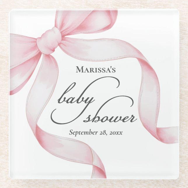 Dessous-de-verre En Verre Baby shower de boule rose (Devant)