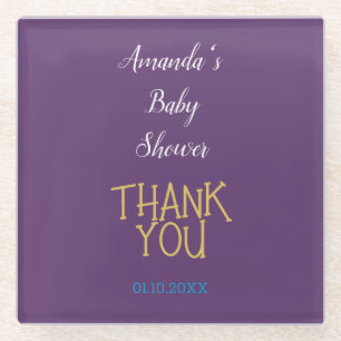 Dessous-de-verre En Verre Baby shower minimaliste couleur or Indigo chic