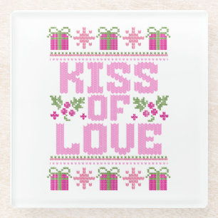 Dessous-de-verre En Verre Baiser d'amour pour Noël