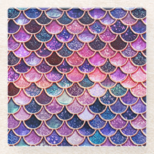 Dessous-de-verre En Verre Balances de Parties scintillant de sirène rose - B