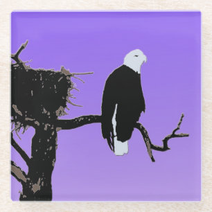 Dessous-de-verre En Verre Bald Eagle at Sunset - Art original de la faune