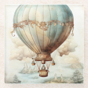 Dessous-de-verre En Verre Ballon à air chaud sarcelle fantaisiste Antique