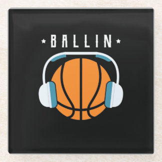 Dessous-de-verre En Verre Ballon Basket-ball Art