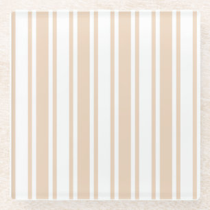 Dessous-de-verre En Verre Bande de bonbons beige et blanche