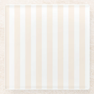 Dessous-de-verre En Verre Bande de bonbons beige et blanche