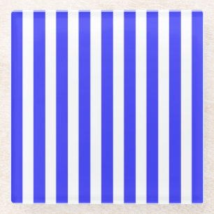 Dessous-de-verre En Verre Bandes de bonbons royales bleues et blanches