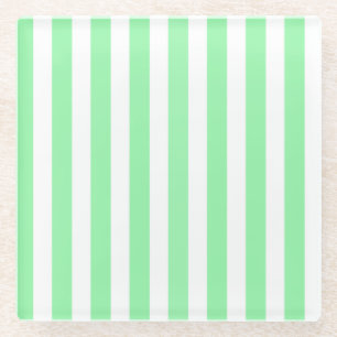 Dessous-de-verre En Verre Bandes de bonbons vertes et blanches