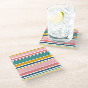 Dessous-de-verre En Verre Bandes de couleurs à thème de plage