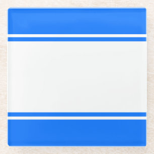 Dessous-de-verre En Verre Bandes de course blanches larges bleu vif athlétiq