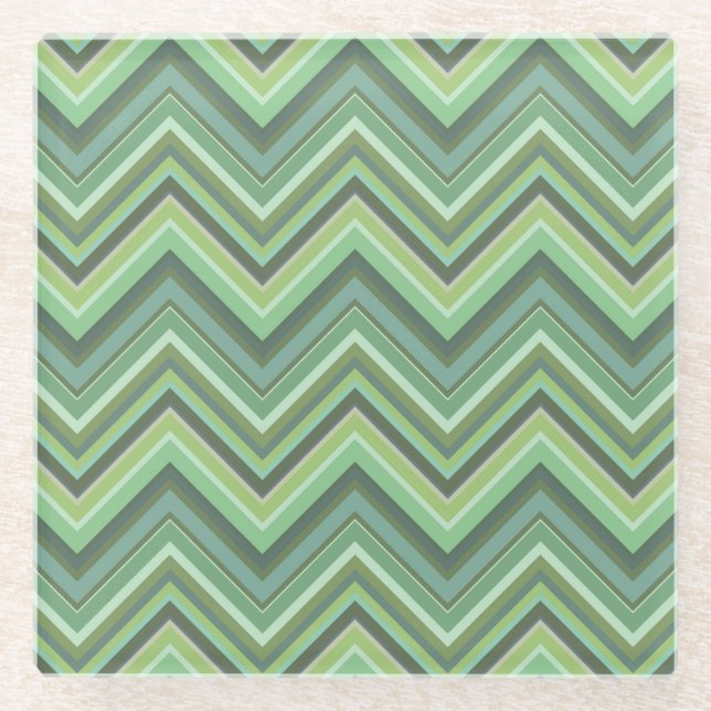 Dessous-de-verre En Verre Bandes de zigzag vert olive (Devant)