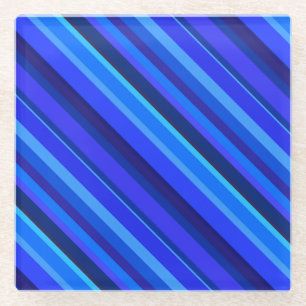 Dessous-de-verre En Verre Bandes diagonales bleues