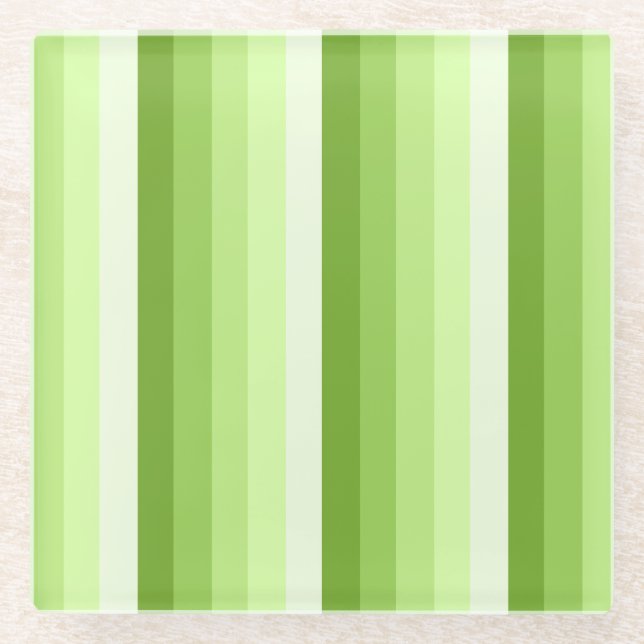 Dessous-de-verre En Verre Bandes d'ombre vert citron (Devant)