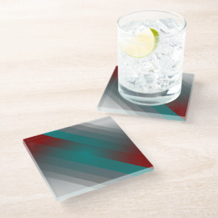 Dessous-de-verre En Verre Bandes turquoises de gris bordeaux