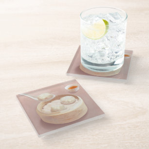 Dessous-de-verre En Verre Bao Buns à vapeur avec thé