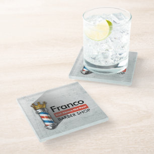 Dessous-de-verre En Verre Barber Hair Shop King Crown Barber Pole Hair Salon