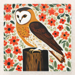 Dessous-de-verre En Verre Barn Owl