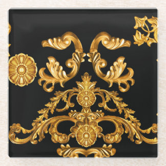 Dessous-de-verre En Verre Baroque d'or, éléments ornementaux.