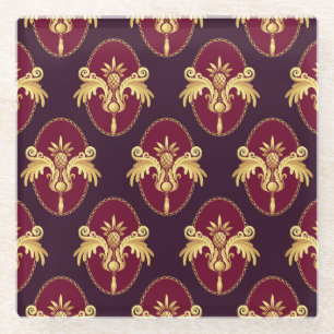 Dessous-de-verre En Verre Baroque Gold Sconce Magenta Motif