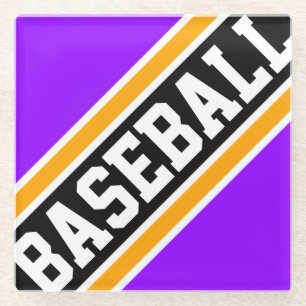 Dessous-de-verre En Verre BASEBALL amusant violet brillant Black Racing rayu