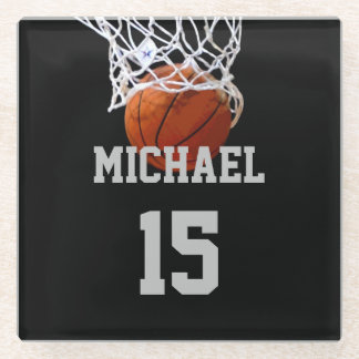 Dessous-de-verre En Verre Basket-ball Votre nom