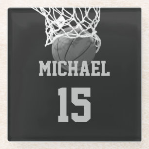 Dessous-de-verre En Verre Basket-ball Votre nom