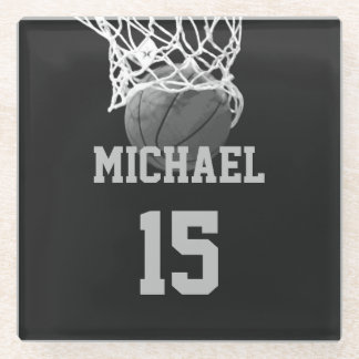 Dessous-de-verre En Verre Basket-ball Votre nom