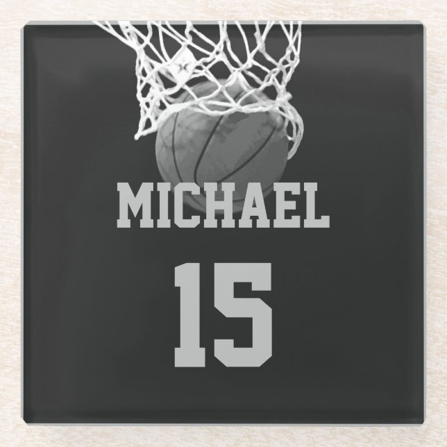 Dessous-de-verre En Verre Basket-ball Votre nom (Devant)