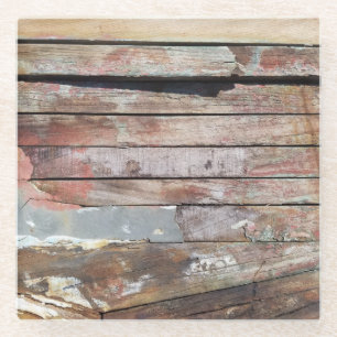Dessous-de-verre En Verre Bateau à voile rustique en planches de bois nautiq