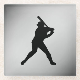 Dessous-de-verre En Verre Batteur de baseball argent sports