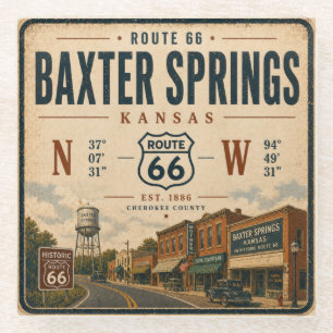 Dessous-de-verre En Verre Baxter Springs 1886 Route Vintage Art