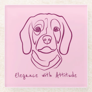 Dessous-de-verre En Verre Beagle Line Art, Elegance with Attitude