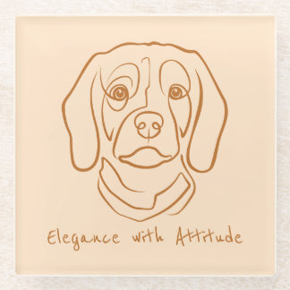 Dessous-de-verre En Verre Beagle Line Art, Elegance with Attitude