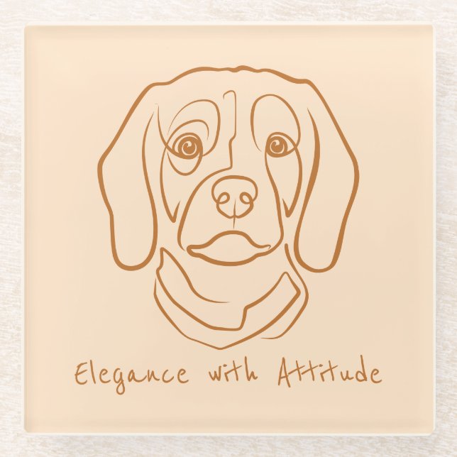Dessous-de-verre En Verre Beagle Line Art, Elegance with Attitude (Devant)