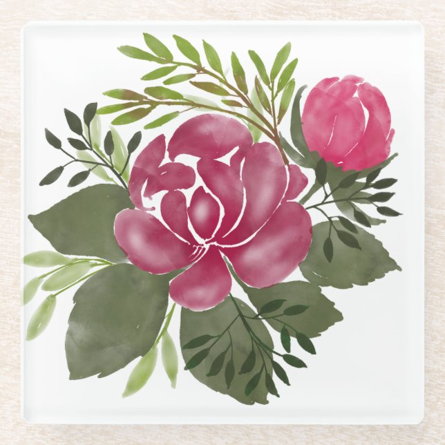 Dessous-de-verre En Verre Beau Art Fleur (Devant)