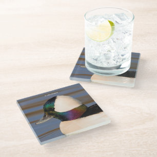 Dessous-de-verre En Verre Beau canard à tête de buffle dans le soleil de l'a