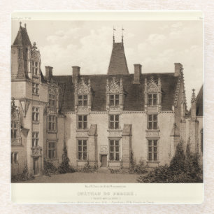 Dessous-de-verre En Verre Beau château français dans des tons de sépia