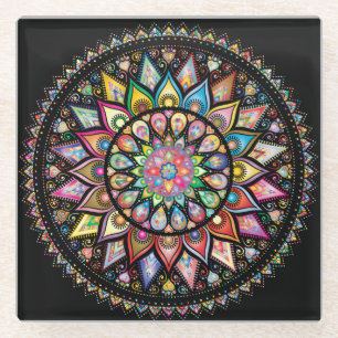 Dessous-de-verre En Verre Beau Dessous de verre en verre. Le design Mandala.