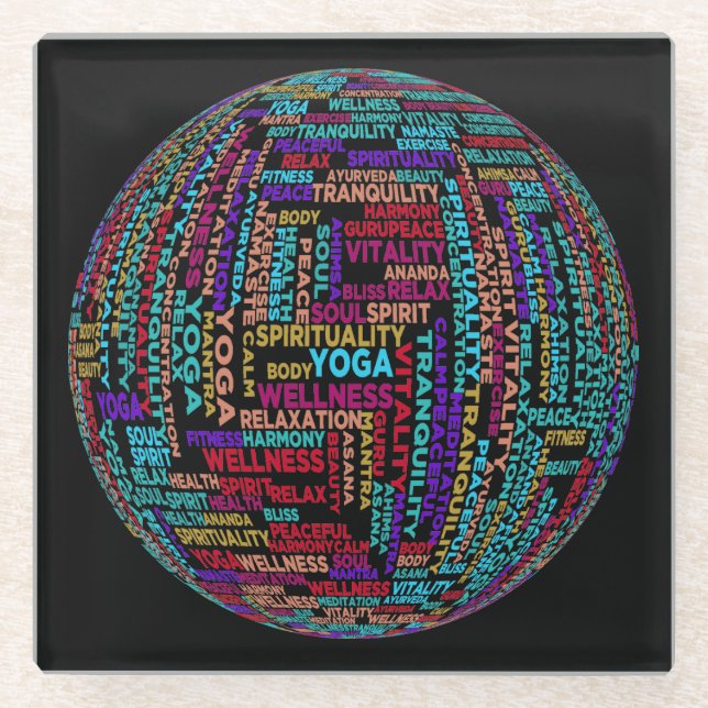 Dessous-de-verre En Verre Beau Yoga Wellness & Harmony Globe (Devant)