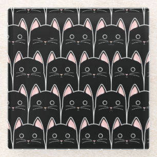 Dessous-de-verre En Verre Beaucoup de Motif de chats noirs