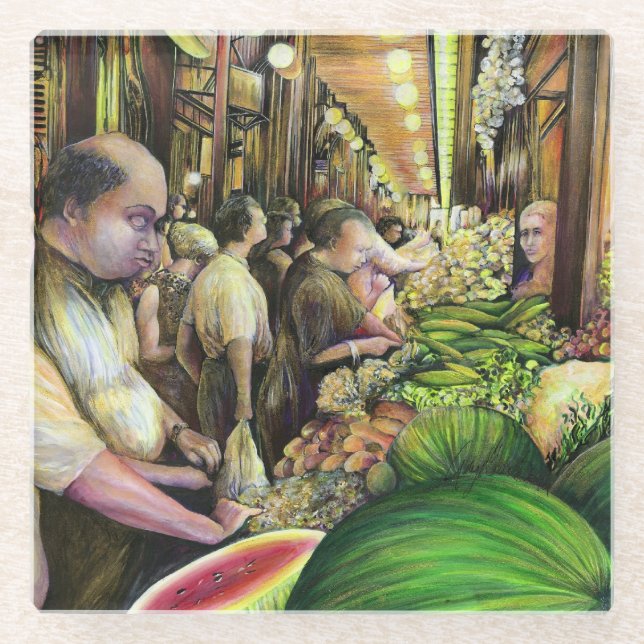 Dessous-de-verre En Verre Beaucoup d'hommes, beaucoup de melons, Budapest (Devant)