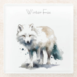 Dessous-de-verre En Verre Beauté de l'Arctique : Coutume de Fox d'hiver